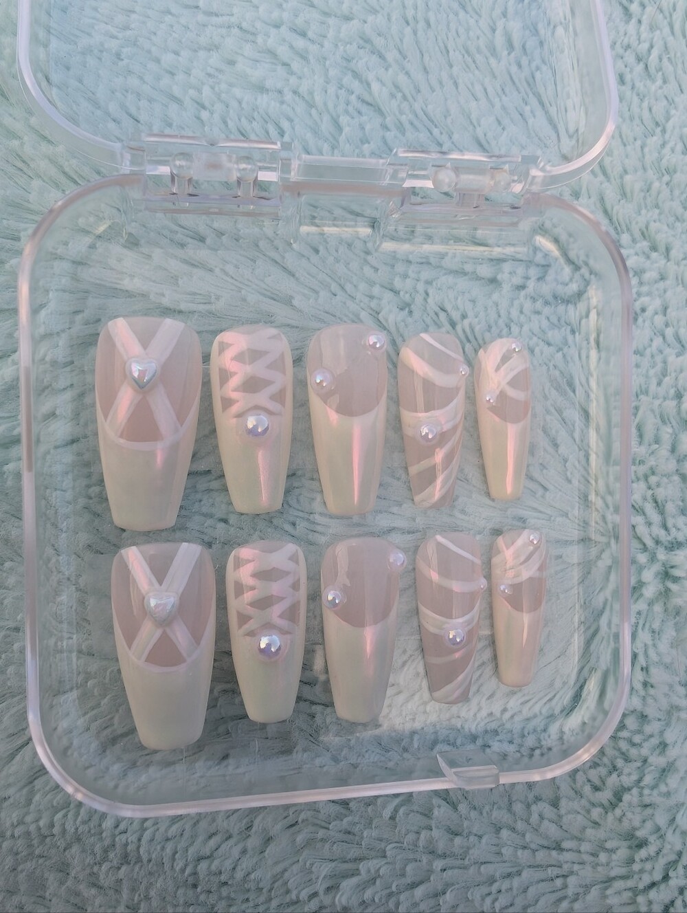 Ballerina-Pearl Press-On Nail Set with Rhinestone Accents Ballerina Nails